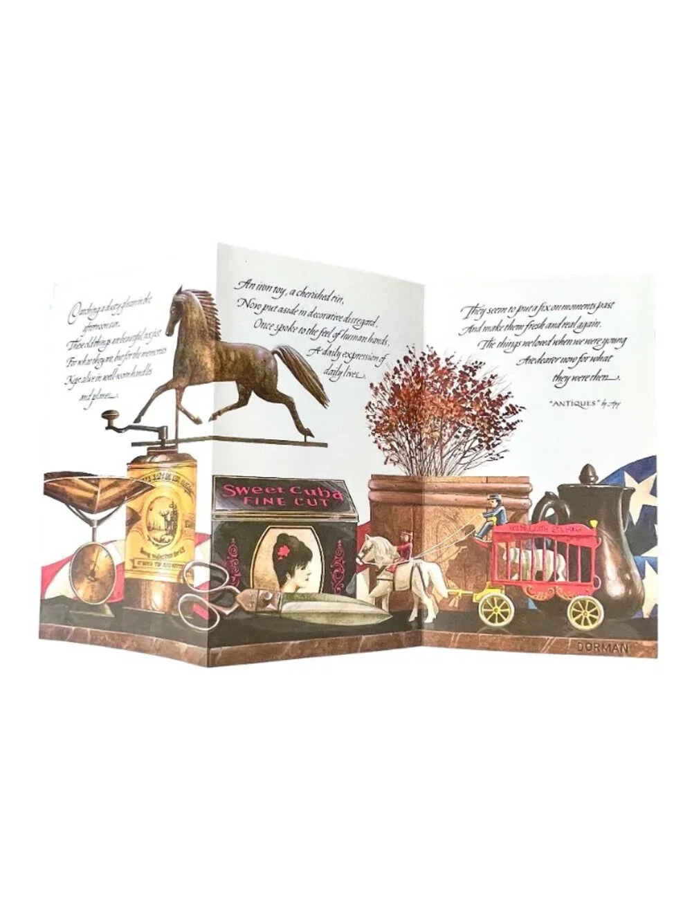 Vintage 1978 Current Inc Keepsake Greetings Tri-Fold Card Set of 4 Nature Theme